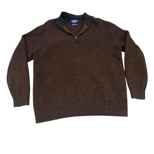 Pendleton Men’s XL Brown Quarter Zip 100% Shetland Wool Sweater